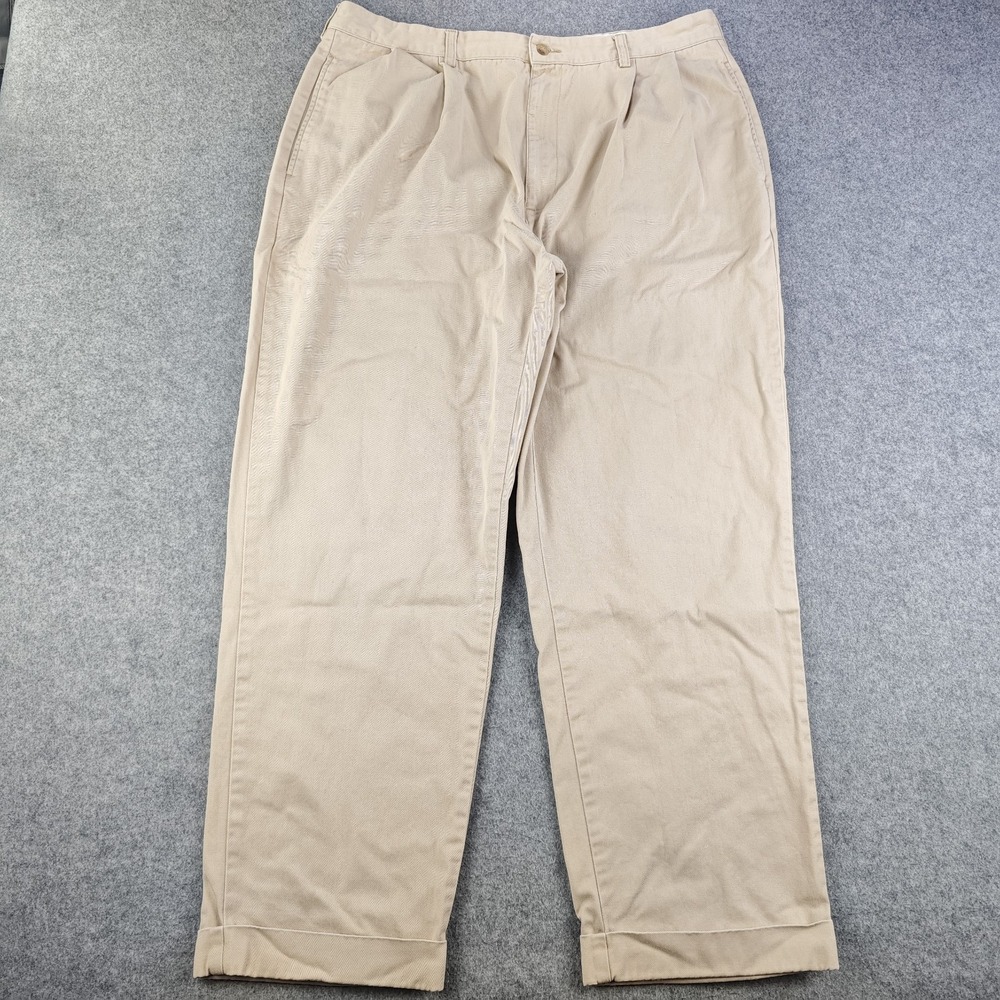 Polo Ralph Lauren Hammond Pants Mens 36x30 Beige Pleated Cuffed Vintage Cotton